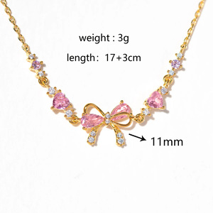 สร้อยข้อมือทอง 18k ประดับโบว์เพทายน่ารัก ดีไซน์โรแมนติก เหมาะเป็นของขวัญสำหรับผู้หญิง - Product Image 4