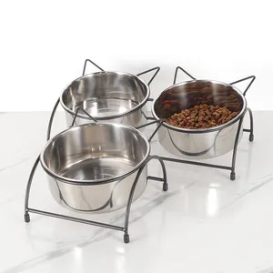 Hot Sell Double bowl hanging rack Pet bowl with Stainless steel dog bowl