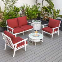 Ensemble de canapés modernes de luxe en aluminium avec table de foyer pour l'extérieur, patio, jardin, hôtels, villas, restaurants, parcs