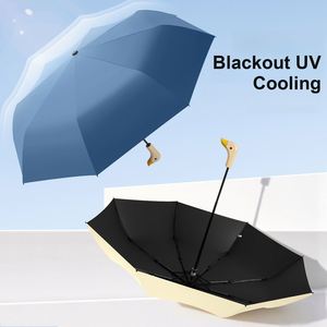Paraguas de Doble Uso para Lluvia y Sol con Logotipo Personalizado, 8 Varillas, 98 cm, Revestimiento Negro, Mango con Diseño de Cabeza de Pato, para Mujer, Viajes, Promoción de Marca - Product Image 4