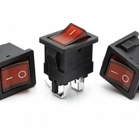 Interrupteur en forme de bateau à quatre broches et deux positions, bouton rouge lumineux, interrupteur 1 point rond Glockpartsswitch