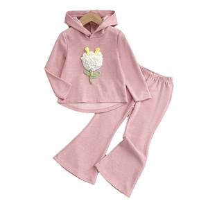 Ensemble <span class=keywords><strong>de</strong></span> vêtements pour bébés filles, motif floral d'automne, sweat-shirt à capuche et pantalon pour enfants - Product Image 5