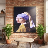 Display LCD Digitale Quadrato per Arte, Alta Luminosità, Cornice Ultra Sottile, Nero, Basato su Cloud per Caffetterie