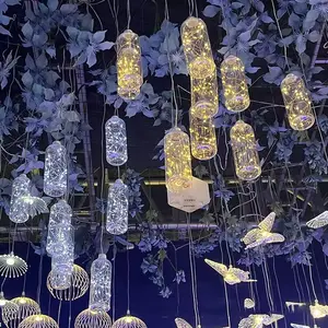 2024 Glowing props acrylic wishing bottle chandelier window Meichen soft-mounted hotel wedding hall wedding venue layout lights