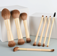 Ensemble de 8 pinceaux de maquillage professionnels de luxe à double embout, personnalisés, en poils synthétiques, pour le visage et le correcteur, avec manche en bois