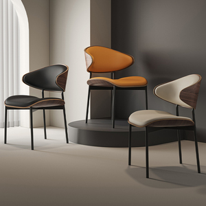 Sedia da Pranzo Nera e Oro di Lusso, Stile Nordico <span class=keywords><strong>in</strong></span> <span class=keywords><strong>Legno</strong></span>, Metallo, Tessuto e Pelle, Set per Sala da Pranzo, Arredamento Moderno per Casa e Ristorante - Product Image 6