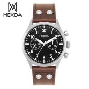 Mexda New Pilot Men's Mechanical Watch All Night Glow Dial Stainless Steel Case Casual Waterproof Men Wristwatches