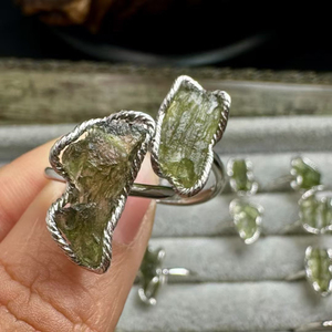 Khắc đá quý trang sức pha lê Nhẫn 925 Chất lượng cao Séc moldavite tự nhiên cho khắc - Product Image 5