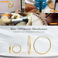 Bijoux fins, boucles d'oreilles en or véritable 14 carats, design classique et tendance, boucles d'oreilles rondes en or massif 14 carats, bijoux pour femmes