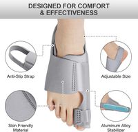 Set Korektor Bunion Besar Ortopedi Abu-abu yang Dapat Disesuaikan, Anti Selip, Bahan Tekstil, untuk Wanita/Pria, Satu Ukuran, Logo Dapat Disesuaikan, 2 X Pelurus Jari Kaki