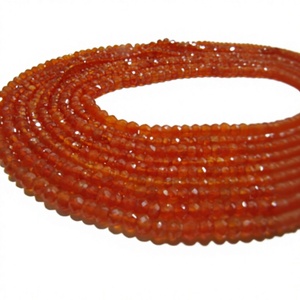 Collier de perles de cornaline naturelle facettées rondes de 3-4 mm, 13 pouces de long - Product Image 1