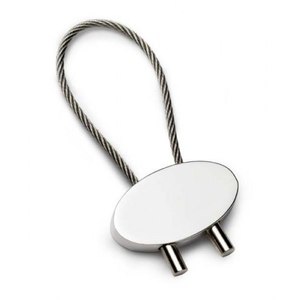 Portachiavi ovale in metallo con cavo in acciaio inossidabile, design per uso quotidiano - Product Image 1