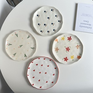 Plato <span class=keywords><strong>de</strong></span> Postre <span class=keywords><strong>de</strong></span> Cerámica Irregular <span class=keywords><strong>de</strong></span> 8 Pulgadas, Estilo Ins, Hecho a Mano, Pintado a Mano, Apto para Microondas, Vajilla <span class=keywords><strong>de</strong></span> Porcelana - Product Image 2