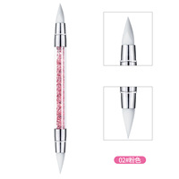 1 stylo de gaufrage pour nail art en silicone à double tête, outils de sculpture florale 3D avec embouts réglables pour l'application de poudre chromée