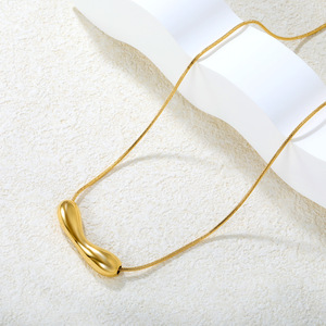 Collar con colgante de lágrima de acero inoxidable, joyería minimalista de moda en oro y plata para mujer, accesorio elegante para uso diario - Product Image 2