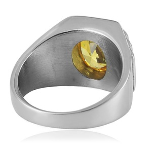 yunnique Men's <b>Titanium</b> Steel <b>Ring</b> Red Gemstone Bezel Setting Geometric Design Wedding Gift Jewelry - Product Image 4