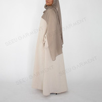 Fabricant d'Abayas en Lin Crème Personnalisées, Vente en Gros, Robe Simple Texturée pour Femmes Musulmanes, Qualité Boutique, Vêtements Islamiques, Usine OEM