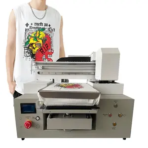 Laatste Kleine A3 Multicolor T-shirt Drukmachine Dubbele Hoofden Direct Naar T-shirt Logo Print Machine Voor Kleine Bedrijven