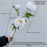 Bunga Peony Buatan 3 Tangkai, Bunga Palsu Cantik untuk Dekorasi Ruang Tamu, Hiasan Meja, Buket, Meja Makan