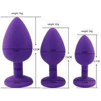 Jouet anal en silicone rose, noir, rouge pour femme, point G, plug anal sexy avec bijoux, plug anal transparent avec diamant