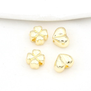 Heart-shaped four-leaf clover perforated <b>beads</b>, <b>bracelet</b> necklace loose <b>beads</b>, string <b>beads</b>, spacer <b>beads</b>, handmade alloy DIY - Product Image 5
