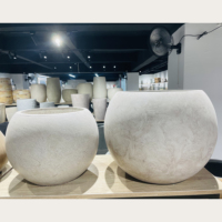 Pots de fleurs d'intérieur et d'extérieur en argile et fibre de béton, décoration de jardin, grand pot de fleurs gris en fibre de verre