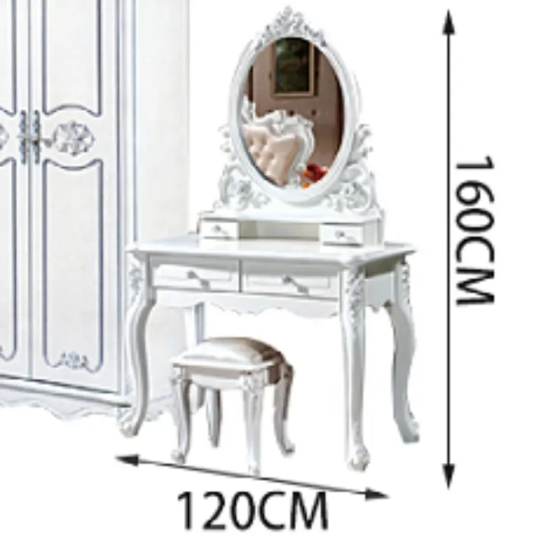 2024 Smart Furniture Modern Simple Multi-functional Princess Dressing Table Side Cabinet Vanity With Mirror Chair Smart Table