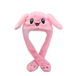 Wholesale Plush Bunny Hat Rabbit Moving Ear Hat Warm Colorful Led Light Toy Hat Control Ear Beating Funny Cartoon Opp Bag Unisex