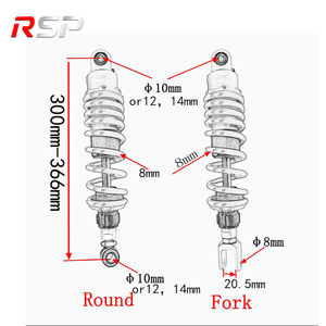 Nuovo marchio RSP ammortizzatore testa in alluminio 270mm 250mm ammortizzatore sospensione posteriore anteriore per ATV Pit Dirt Bike - Product Image 2