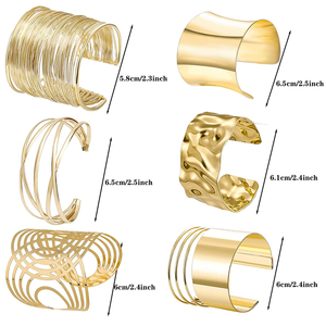 6 Miếng Vàng Chunky <span class=keywords><strong>Cuff</strong></span> Vòng Đeo Tay Cho Phụ Nữ Mở Rộng Dây Vòng Đeo Tay Không Thường Xuyên Bangle Vòng Tay Dày Cánh Tay <span class=keywords><strong>Cuff</strong></span> Tuyên Bố Punk - Product Image 2