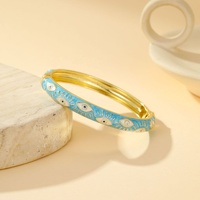 Brazalete Étnico Vintage con Esmalte Cloisonné, Diseño Floral Colorido en Aleación Chapada en Oro de 18K, Cierre a Presión para Mujer
