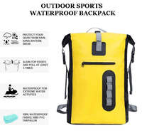 Logo personnalisé 500D PVC Bâche 30L Roll Top Sac à dos de randonnée résistant à l'eau pour hommes Camping en plein air Activités d'alpinisme