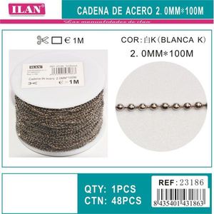 Catena in Acciaio Ilan 2.0mm 100m Bianco K per Lavorazioni Artigianali - Product Image 1