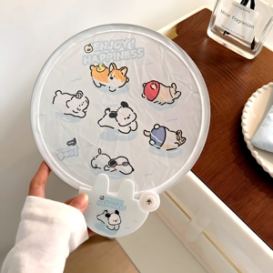 Cartoon <b>Anime</b> PP Folding Fan with Round Flower and Animal Pattern Home Decoration with <b>Keychain</b> Model and Storage Bag - Product Image 5
