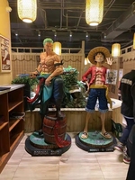 Statue de Figurine Anime Grandeur Nature en Stock, Sculpture en Fibre de Verre Luffy One Piece, Jouet pour Enfant pour Décoration Maison et Magasin