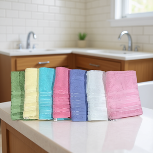 10 toallas de baño rectangulares 100% algodón de color liso absorbentes para adultos - Product Image 2