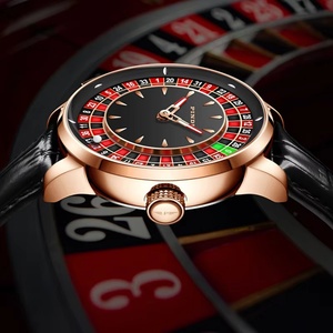 PINDU Players Gambling Series Men's Mechanical <b>Watch</b> European Roulette Poker Game Dial <b>Automatic</b> Movement Stainless Leather - Product Image 5