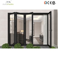 Porta Esterna in Alluminio Moderna Resistente agli Uragani NFRC, Porta Pieghevole in Vetro Doppio per Balcone e Patio, per Uso Alberghiero