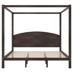Modern King Size Solid Wood <b>Canopy</b> Platform <b>Bed</b> with Plywood Panel Adjustable Eco-Friendly & Durable Headboard Support Legs - Product Image 6