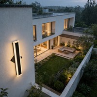 Applique murale extérieure étanche IP65, lampe murale LED linéaire moderne, température de couleur réglable 5CCT pour jardin, patio, façade