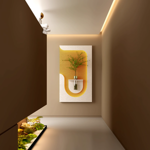 Peinture murale en <span class=keywords><strong>grès</strong></span> tridimensionnelle, plante verte hydroponique, crème de vent pour la maison, pour le salon, l'entrée, art mural - Product Image 6