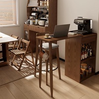 Table de bar moderne en bois avec plateau rotatif, extensible, pour petits espaces et appartements, modèle BZ003 (stock US)
