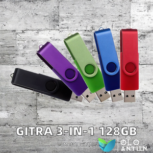 Unidad Flash <span class=keywords><strong>USB</strong></span> <span class=keywords><strong>2</strong></span>.0 3 en <span class=keywords><strong>1</strong></span> Gitra 3.0, Personalizada <span class=keywords><strong>2</strong></span> en <span class=keywords><strong>1</strong></span> para Teléfono y OTG, 128GB, Material Metálico, Nueva - Product Image 2