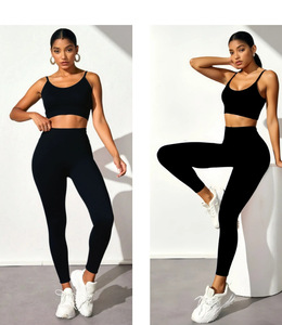 Set da Palestra <span class=keywords><strong>3</strong></span> Pezzi per <span class=keywords><strong>Donna</strong></span>: Reggiseno Sportivo con Spalline Regolabili, <span class=keywords><strong>Leggings</strong></span> a Vita Alta Modellanti e Top Corto a Maniche Lunghe - Product Image 5