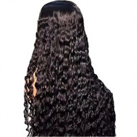 Perruque Lace Front Deep Wave en Cheveux Humains Vierges, Densité 250%, Perruque Full Lace Noire Naturelle pour Femmes