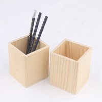 Récipient à stylo unique Porte-crayons en bois à double treillis Stockage de pots à brosse