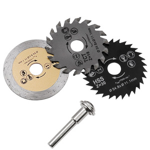 Lot de 3 mini-lames de scie circulaire HSS pour métal, plastique, céramique, bois – Disque de coupe électrique pour outil rotatif – Lame de scie à bois TCT - Product Image 1