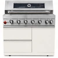 Cuisine extérieure modulaire avec barbecue intégré, évier, réfrigérateur, rangement, armoires résistantes aux intempéries pour les divertissements en plein air dans la cour et le patio