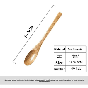 Ensemble de cuillères à thé en bambou naturel, petites cuillères à <span class=keywords><strong>soupe</strong></span>, à dessert et à miel pour la vaisselle de table à la maison - Product Image 4