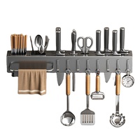 Porte-ustensiles de cuisine mural, rangement pour couteaux de cuisine, organisateur intelligent pour ustensiles de cuisine avec crochets en acier